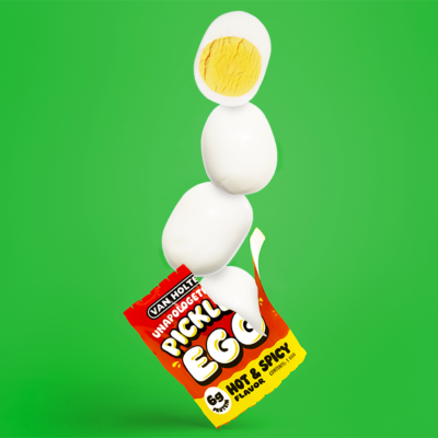 Stacked Hot Pickled White Eggs Stacked Hot Pickled White Eggs